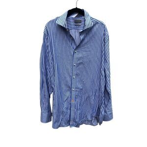 Thomas Dean Extra Large (XL) Striped Button Up Shirt Flip Cuffs